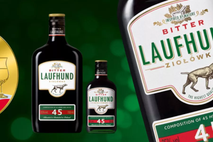 Zdjęcie butelki Laufhund Bitter – klasyczny polski likier ziołowy, złoty medal Debiut Roku 2018